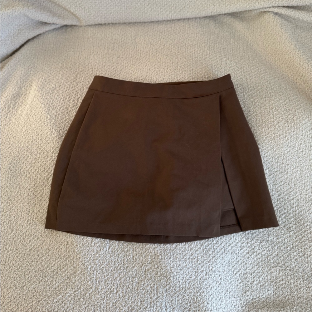 OAK + FORT Brown Mini Skirt